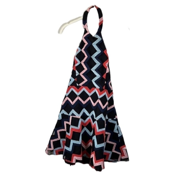 Parker Leona Zig Zag Halter Mini Dress Size 2 - Picture 5 of 15